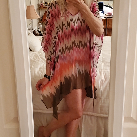 Bathing Suit  Cover Up  Pink and Brown coverup - Picture 6 of 8